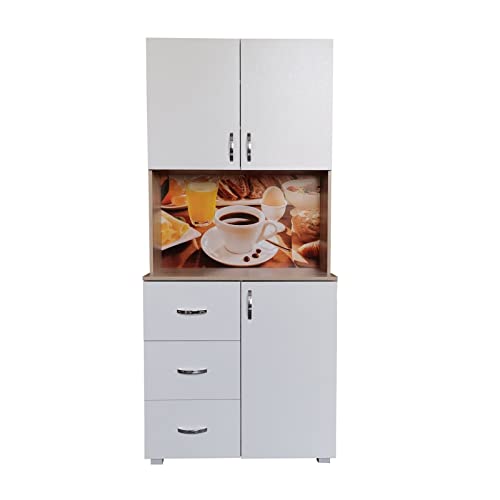 HTI-Living Küchenbuffet 3 Schubladen Blanca Bistro Küchenschrank Hochschrank Sonoma Weiß von HTI-Living