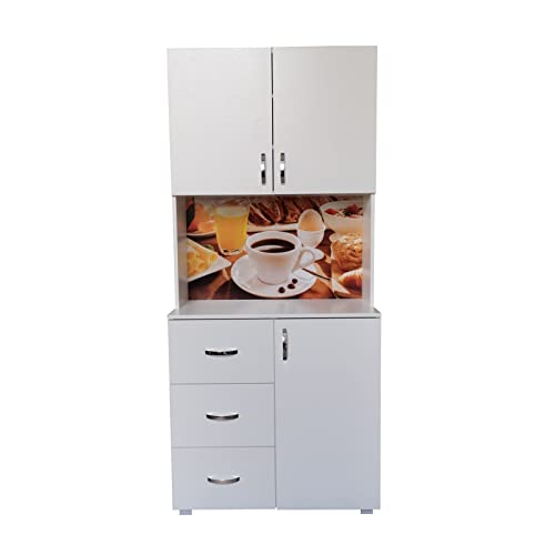 HTI-Living Küchenbuffet 3 Schubladen Blanca Bistro Küchenschrank Hochschrank Weiß von HTI-Living