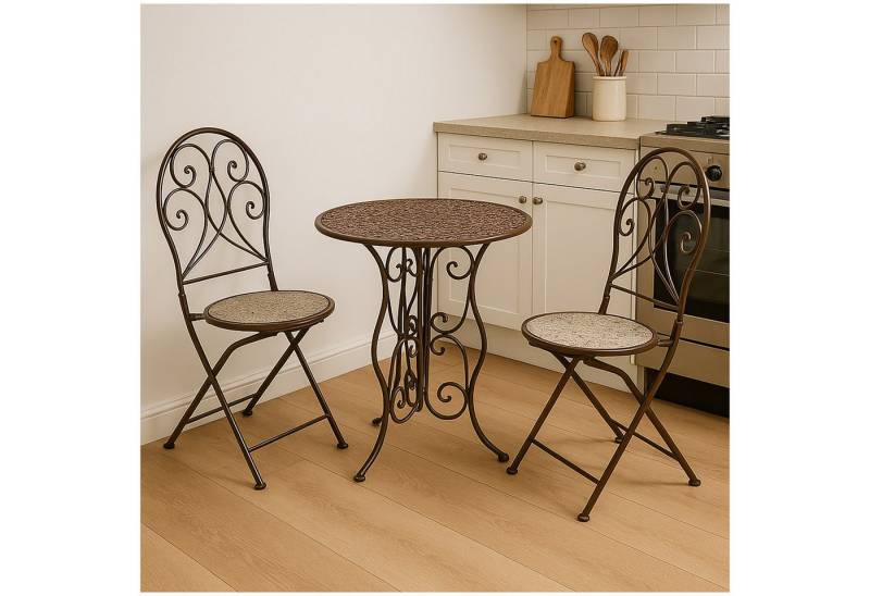 HTI-Living Küchentisch Essgruppe 3-teilig Lani (Set, 3-St., 1x Tisch, 2x Stühle), Sitzgruppe Metall von HTI-Living