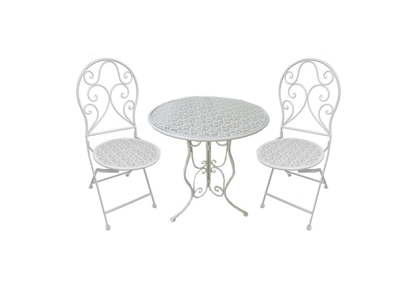 HTI-Living Küchentisch Essgruppe 3-teilig Lani Weiß (Set, 3-St., 1x Tisch, 2x Stühle), Sitzgruppe Metall von HTI-Living