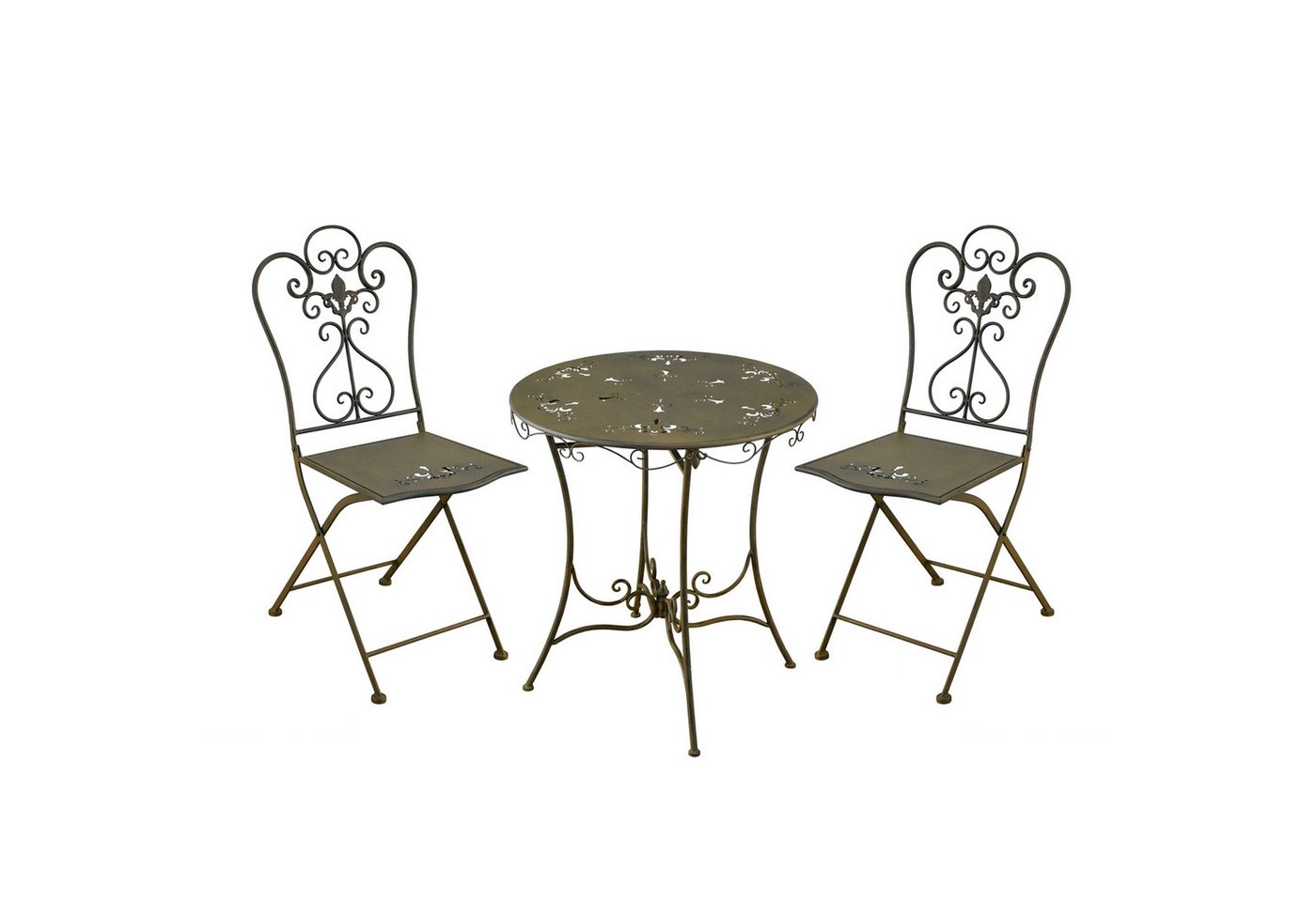 HTI-Living Küchentisch Essgruppe 3-teilig Lily Braun (Set, 3-St., 1x Tisch, 2x Stühle), Sitzgruppe Metall von HTI-Living