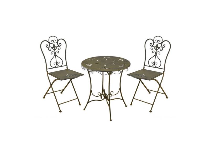 HTI-Living Küchentisch Essgruppe 3-teilig Lily Braun (Set, 3-St., 1x Tisch, 2x Stühle), Sitzgruppe Metall von HTI-Living