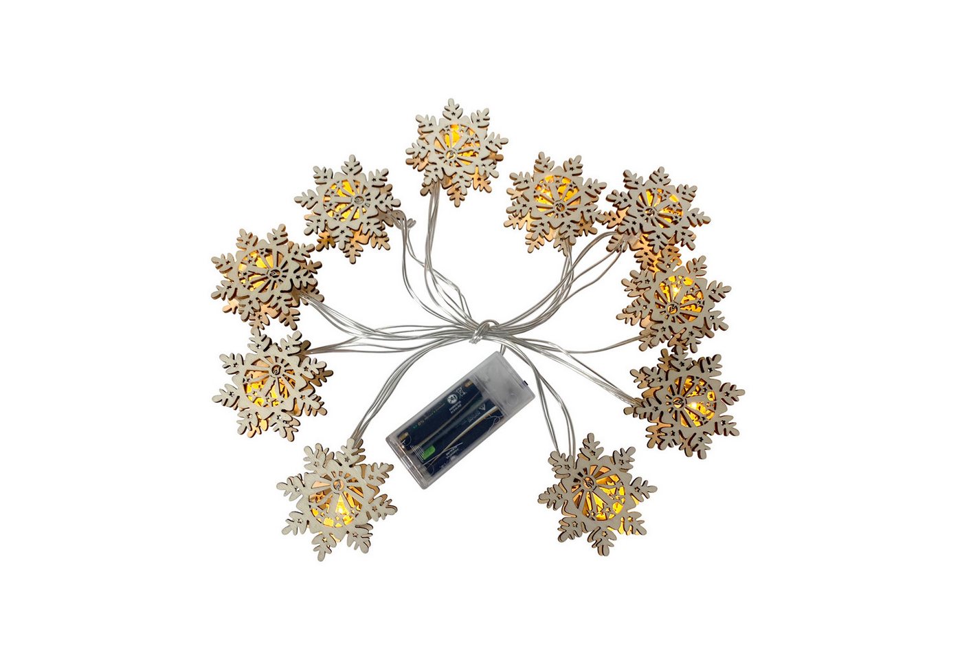 HTI-Living LED-Lichterkette Lichterkette mit 10 LED Schneeflocken, 10-flammig, Weihnachtsbeleuchtung batteriebetrieben von HTI-Living