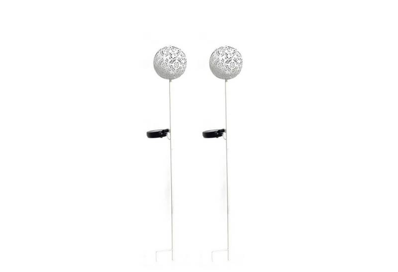 HTI-Living LED Solarleuchte Solarlampe 2er Set Luna Flower Weiß, Ein-/Ausschalter, LED, Warmweiß, Solarleuchte Gartenleuchte von HTI-Living