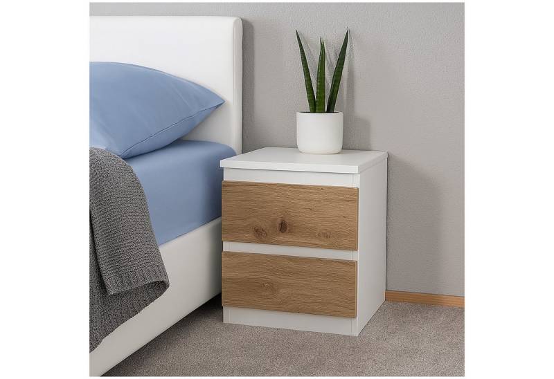 HTI-Living Nachtkommode Nachtkommode 2er Set Weiß-Artisaneiche (Set, 2 St., 2 Nachtkommoden), Nachtschrank Nachttisch von HTI-Living