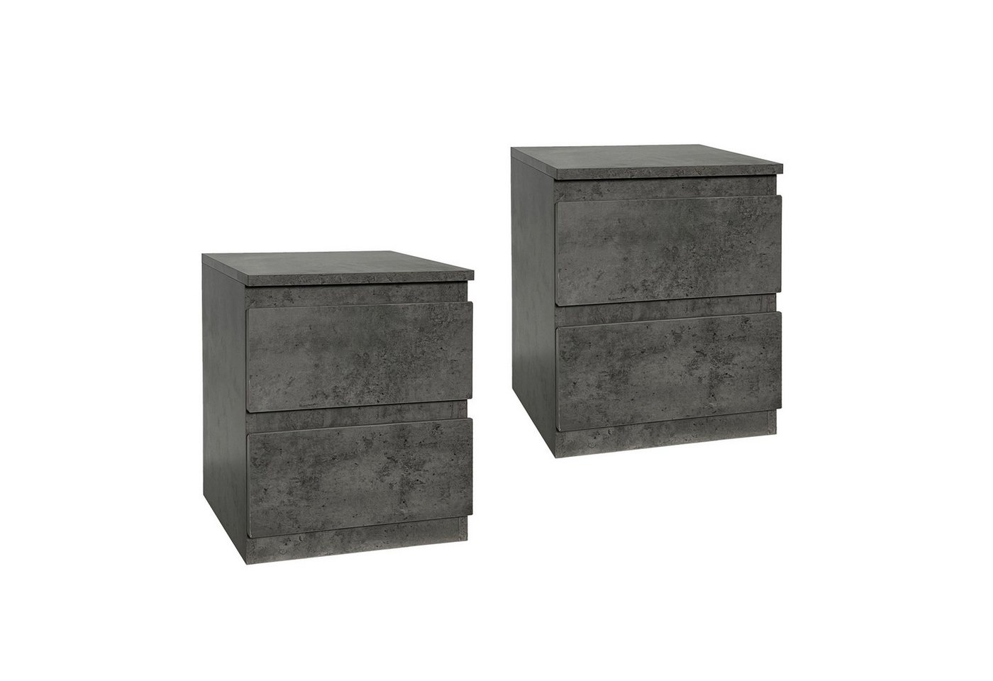 HTI-Living Nachtkommode Nachtkommode 2 Schubladen Thekla Beton 2er-Set (Set, 2 St., 2 Nachtkommoden), Nachtschrank Nachttisch von HTI-Living