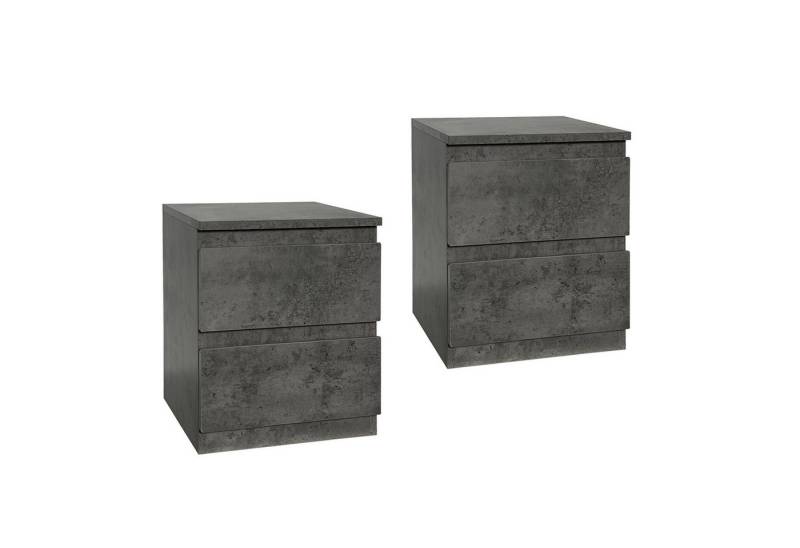 HTI-Living Nachtkommode Nachtkommode 2 Schubladen Thekla Beton 2er-Set (Set, 2 St., 2 Nachtkommoden), Nachtschrank Nachttisch von HTI-Living