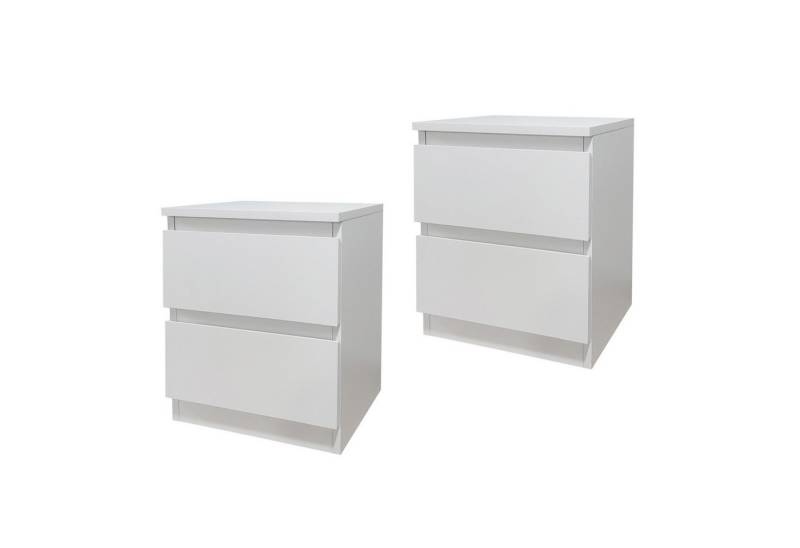 HTI-Living Nachtkommode Nachtkommode 2 Schubladen Thekla Weiß 2er-Set (Set, 2 St., 2 Nachtkommoden), Nachtschrank Nachttisch von HTI-Living