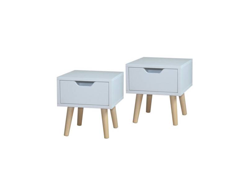 HTI-Living Nachttisch Nachttisch 1 Schublade 2er-Set Thekla Weiß (Set, 2-St., 2 Nachttische), Beistelltisch Kommode von HTI-Living