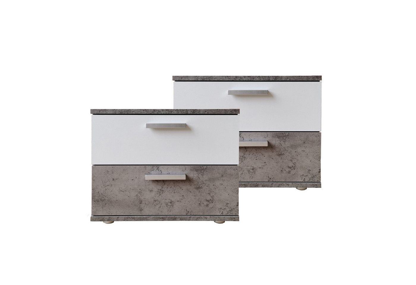 HTI-Living Nachtschrank Nachtschrank 2er Set Beton Weiß Nina (Set, 2-St., 2 Nachtschränke) Nachttisch Nachtkommode Nachtkonsole von HTI-Living