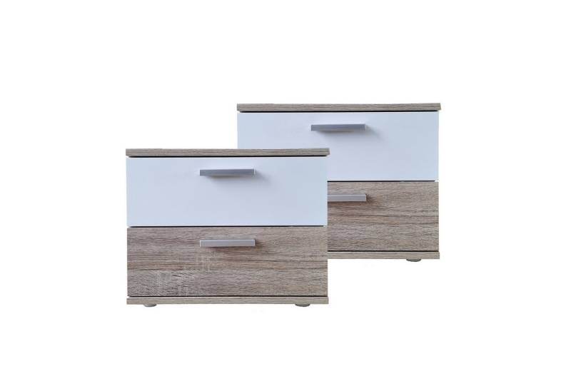 HTI-Living Nachtkommode Nachtschrank 2er Set Sonoma Weiß (Set, 2 St., 2 Nachtschränke), Nachttisch Nachtkommode Nachtkonsole von HTI-Living