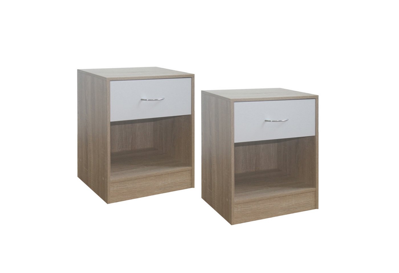 HTI-Living Nachtschrank Nachtschrank 2er Set Thekla Sonoma/Weiß (Set, 2-St., 2 Nachtschränke) Nachttisch Nachtkommode von HTI-Living