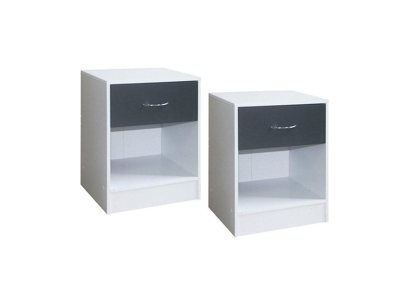 HTI-Living Nachtschrank Nachtschrank 2er Set Thekla Weiß/Grau (Set, 2-St., 2 Nachtschränke) Nachttisch Nachtkommode von HTI-Living