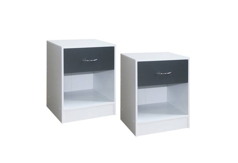 HTI-Living Nachtschrank Nachtschrank 2er Set Thekla Weiß/Grau (Set, 2-St., 2 Nachtschränke) Nachttisch Nachtkommode von HTI-Living