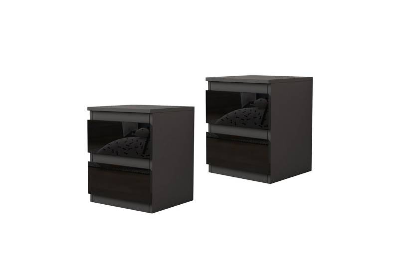 HTI-Living Nachtkommode Nachtschrank Kenji Hochglanz 2er-Set (Set, 2 St., 2 Nachtschränke), Nachtkommode 2 Schubladen von HTI-Living