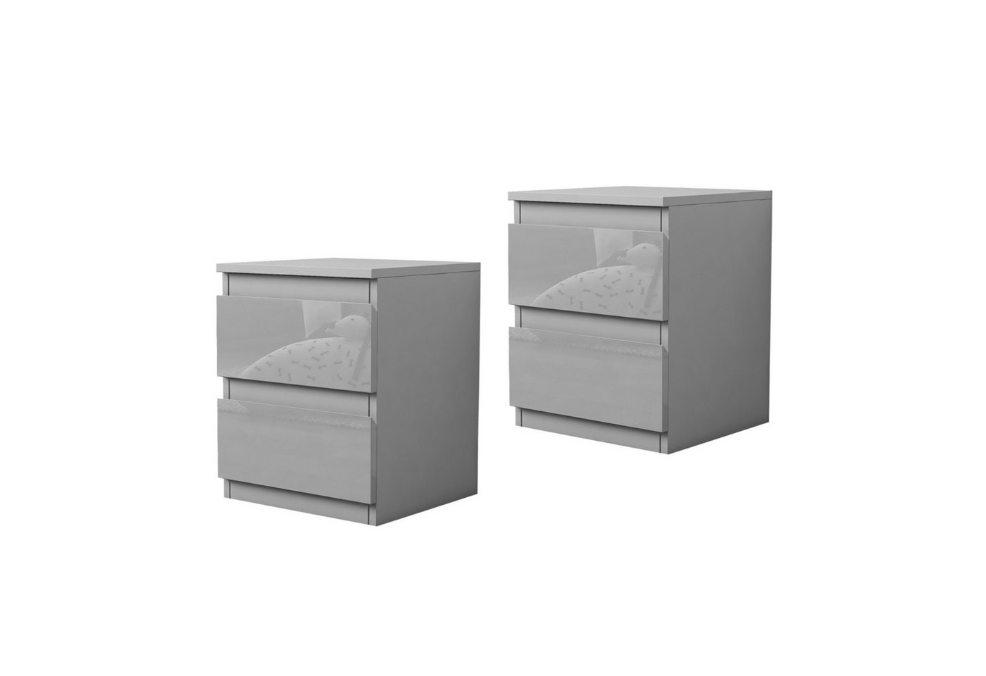 HTI-Living Nachtkommode Nachtschrank Kenji Hochglanz 2er-Set (Set, 2 St., 2 Nachtschränke), Nachtkommode 2 Schubladen von HTI-Living