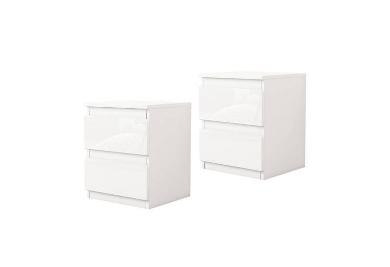 HTI-Living Nachtkommode Nachtschrank Kenji Hochglanz Weiß 2er-Set (Stück, 2 St., 2 Nachtschränke), Nachtkommode 2 Schubladen von HTI-Living