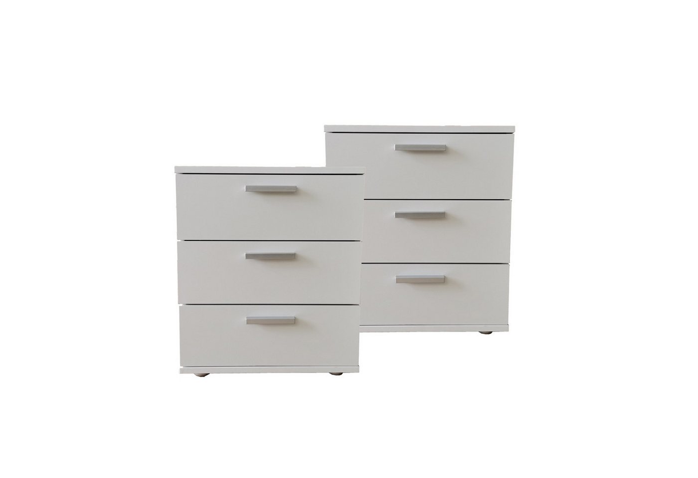 HTI-Living Nachtschrank Nachtkommode 3 Schubladen Nina Weiß 2er-Set (Set, 2-St., 2 Nachtschränke) Nachtschrank Nachttisch von HTI-Living