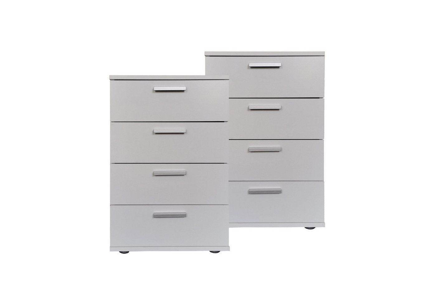 HTI-Living Nachtschrank Nachtkommode 4 Schubladen Nina Weiß 2er-Set (Set, 2-St., 2 Nachtschränke) Nachtschrank Nachttisch von HTI-Living