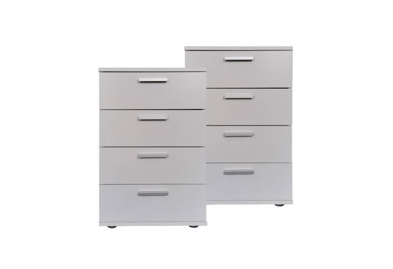 HTI-Living Nachtschrank Nachtkommode 4 Schubladen Nina Weiß 2er-Set (Set, 2-St., 2 Nachtschränke) Nachtschrank Nachttisch von HTI-Living