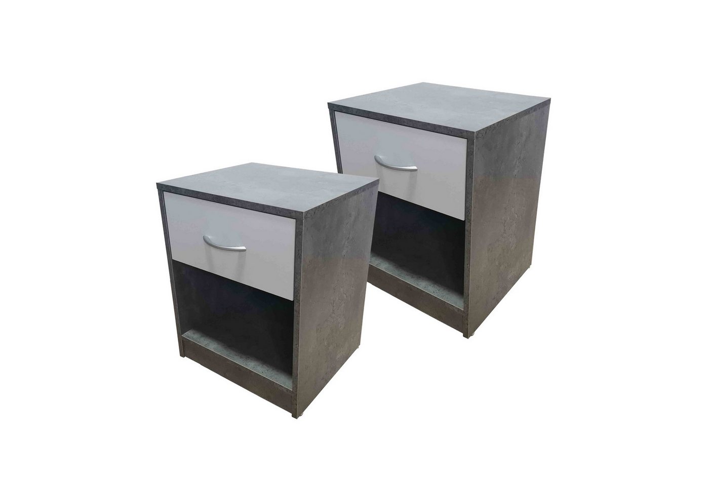 HTI-Living Nachtschrank Nachtschrank 2er Set Nina Beton Weiß (Set, 2-St., 2 Nachtschränke) Nachttisch Nachtkommode Nachtkonsole von HTI-Living
