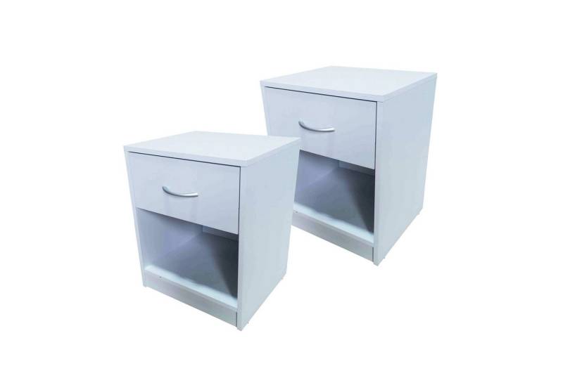 HTI-Living Nachtschrank Nachtschrank 2er Set Nina Weiß (Set, 2-St., 2 Nachtschränke) Nachttisch Nachtkommode Nachtkonsole von HTI-Living