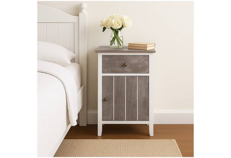 HTI-Living Nachtschrank Nachtschrank Mia Landhaus Türanschlag rechts (Stück, 1-St., 1 Nachtschrank) 1 Schublade Shabby Chic von HTI-Living