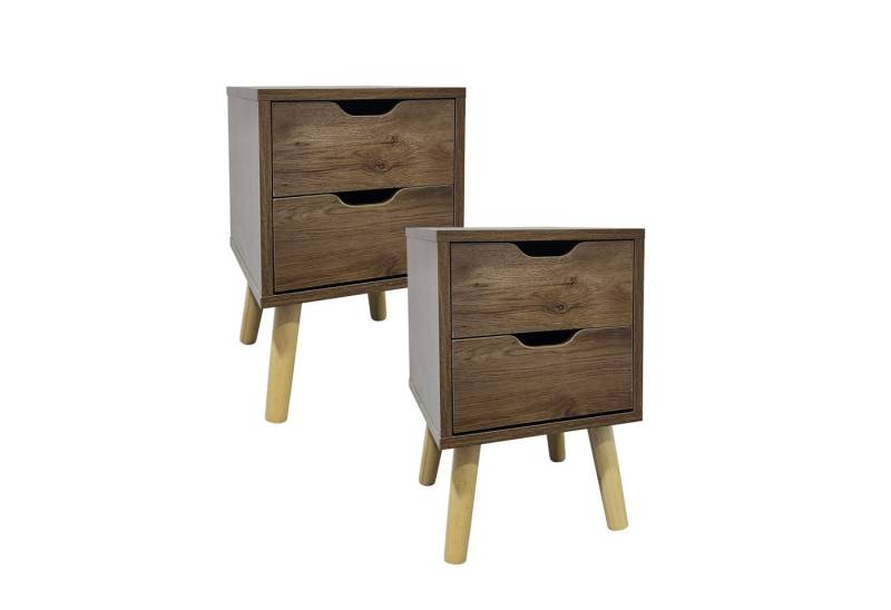 HTI-Living Nachttisch Nachttisch 2 Schubladen 2er-Set Thekla Eiche (Set, 2-St., 2 Nachttische), Beistelltisch Kommode von HTI-Living