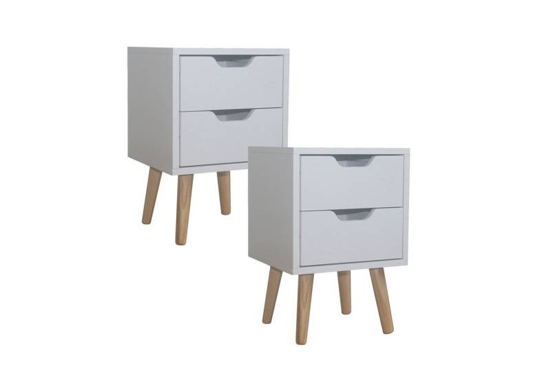 HTI-Living Nachttisch Nachttisch 2 Schubladen 2er-Set Thekla Weiß (Set, 2-St., 2 Nachttische), Beistelltisch Kommode von HTI-Living