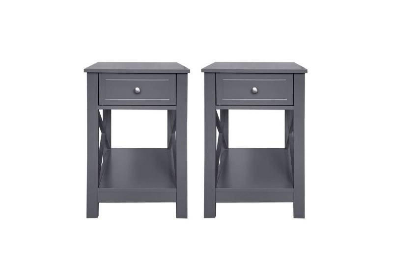 HTI-Living Nachttisch Nachttisch Hayet Grau 2er-Set (Set, 2-St., 2 Nachttische), Nachtkommode Beistelltisch 1 Schublade von HTI-Living