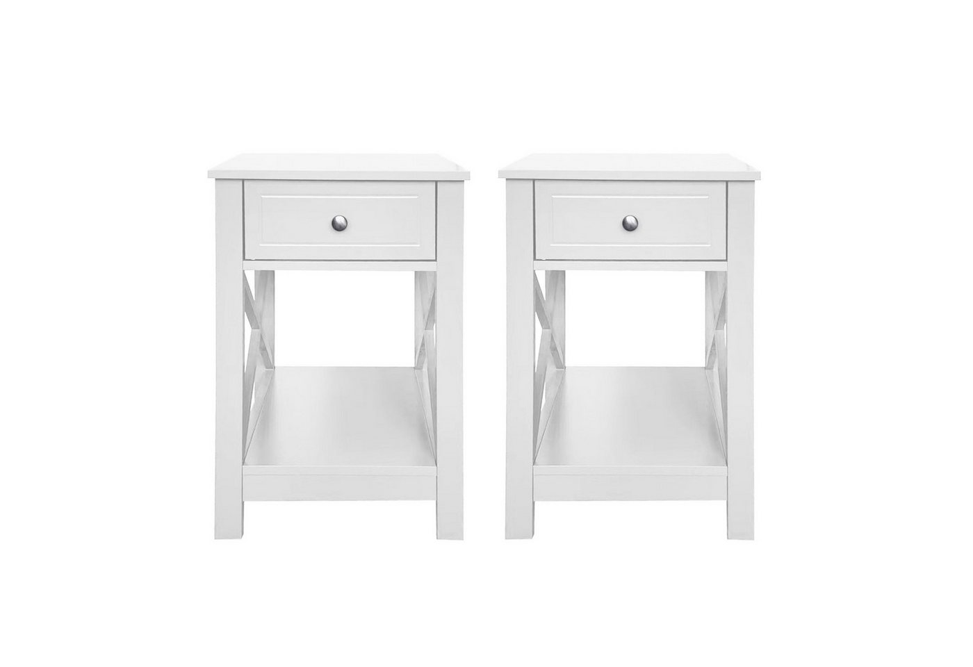 HTI-Living Nachttisch Nachttisch Hayet Weiß 2er-Set (Set, 2-St., 2 Nachttische), Nachtkommode Beistelltisch 1 Schublade von HTI-Living