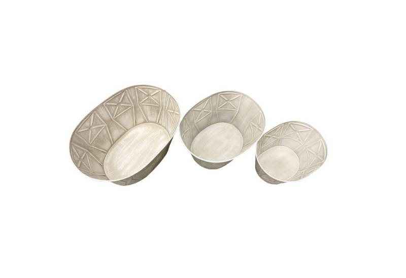 HTI-Living Pflanzkübel Pflanzgefäße 3er Set Metall Antikweiß (Set, 3 St., 3 Wannen in verschiedenen Größen), Dekogefäß Zierwanne Retro von HTI-Living