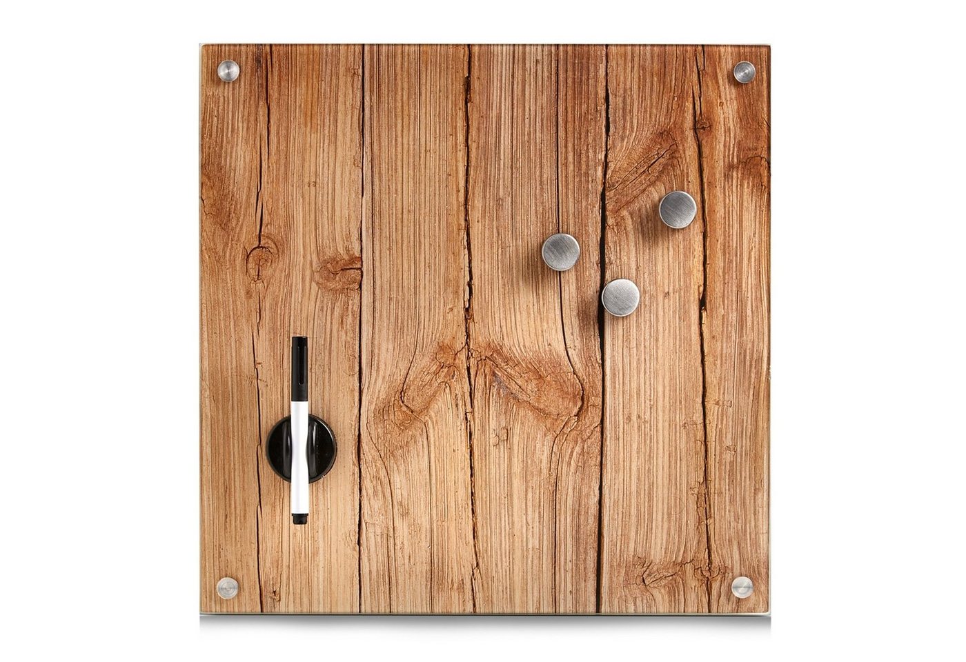 HTI-Living Memoboard Memoboard Glas Wood, Pinnwand Magnettafel Magnetboard Schreibtafel Schreibboard von HTI-Living