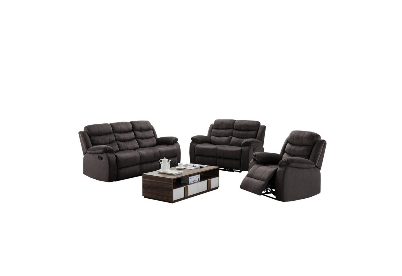 HTI-Living Polstergarnitur 3 Sitzer 2 Sitzer Sessel Kirwall, (Set, 3-tlg., 1x Sofa, 1x Zweisitzer, 1x Sessel), Couch Sessel mit Fußstütze von HTI-Living