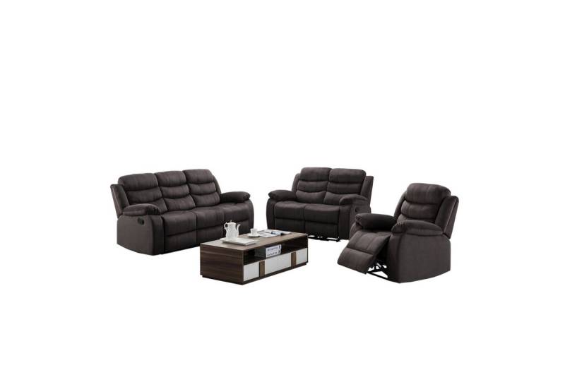 HTI-Living Polstergarnitur 3 Sitzer 2 Sitzer Sessel Kirwall, (Set, 3-tlg., 1x Sofa, 1x Zweisitzer, 1x Sessel), Couch Sessel mit Fußstütze von HTI-Living