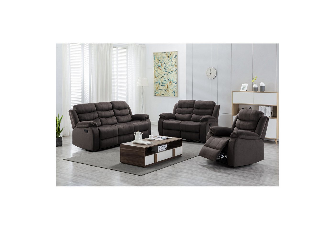 HTI-Living Polstergarnitur Sofagarnitur Kirwall, (Set, 3-tlg., 1x Sofa, 1x Zweisitzer, 1x Sessel), Couch Zweisitzer Sessel mit Fußstütze von HTI-Living