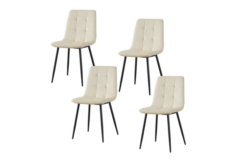 HTI-Living Polsterstuhl Esszimmerstuhl 4er Set Creme Mesa (Set, 4 St), Küchenstuhl mit Samtbezug von HTI-Living