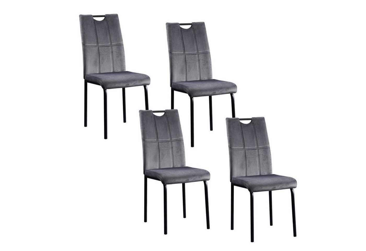 HTI-Living Polsterstuhl Esszimmerstuhl Denton Samt Grau 4er-Set (Set, 4 St), Polsterstuhl Velvet von HTI-Living