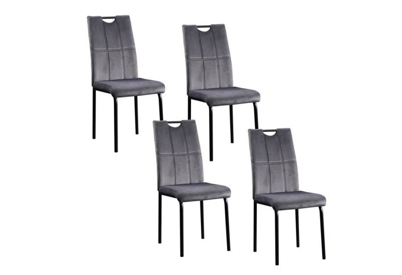HTI-Living Polsterstuhl Esszimmerstuhl Denton Samt Grau 4er-Set (Set, 4 St), Polsterstuhl Velvet von HTI-Living