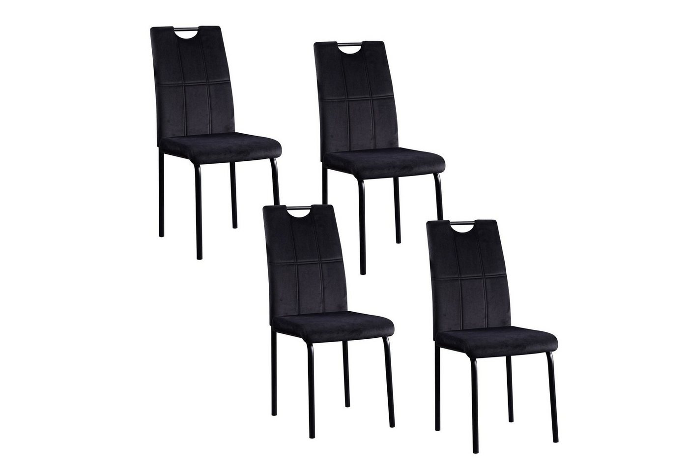 HTI-Living Polsterstuhl Esszimmerstuhl Denton Samt Schwarz 4er-Set (Set, 4 St), Polsterstuhl Velvet von HTI-Living