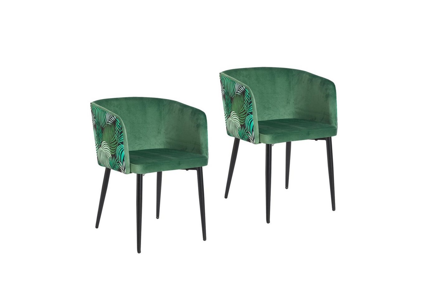 HTI-Living Polsterstuhl Esszimmerstuhl Destin Leaf Grün 2er-Set (Set, 2 St), Polsterstuhl Samt Muster von HTI-Living