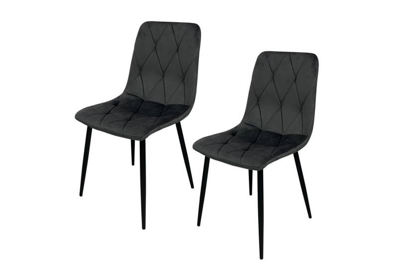 HTI-Living Polsterstuhl Esszimmerstuhl Mesa Eco Samt Grau (Set, 2 St), 4-Fußstuhl Velvet von HTI-Living
