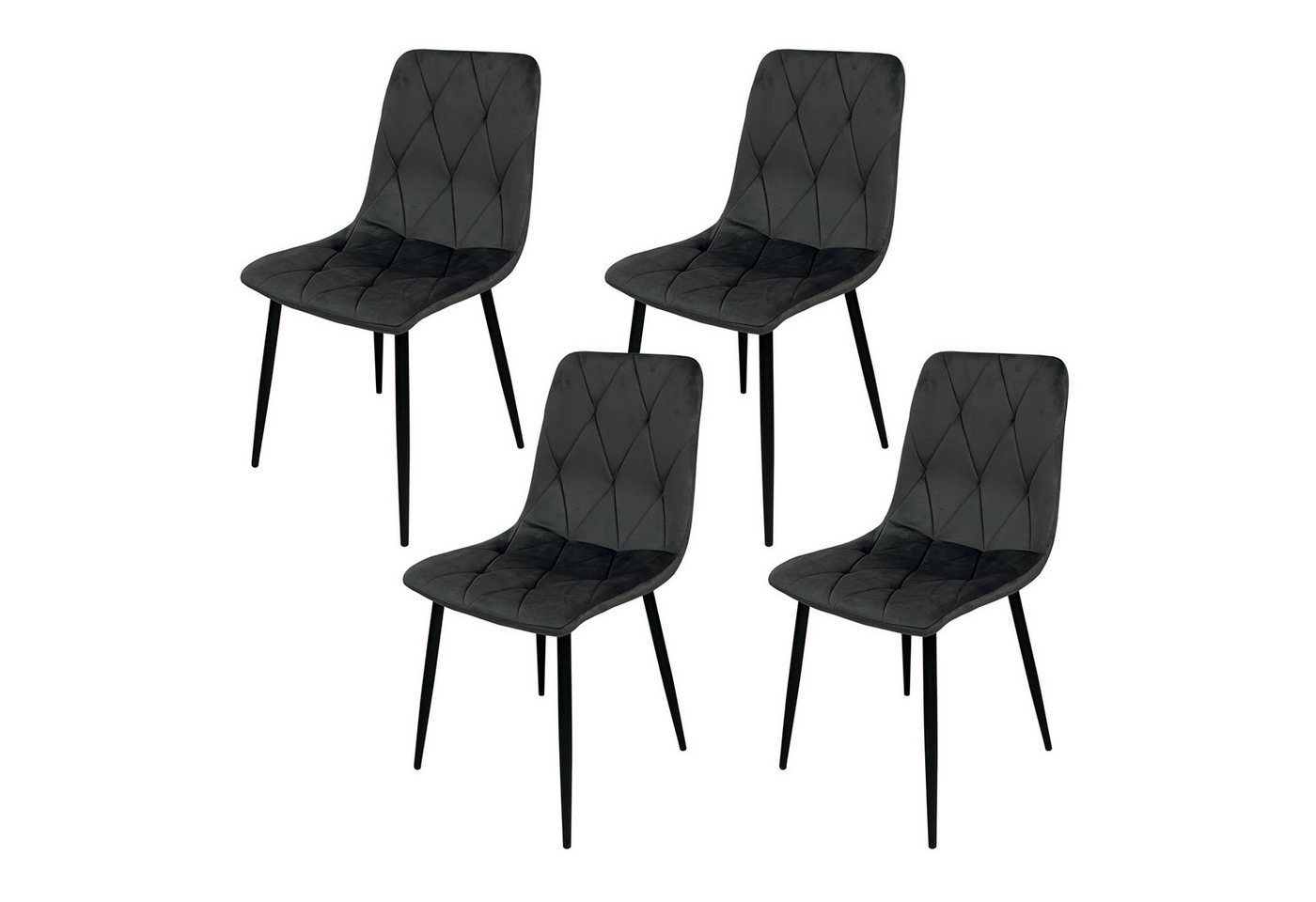 HTI-Living Polsterstuhl Esszimmerstuhl Mesa Eco Samt Grau (Set, 4 St), 4-Fußstuhl Velvet von HTI-Living