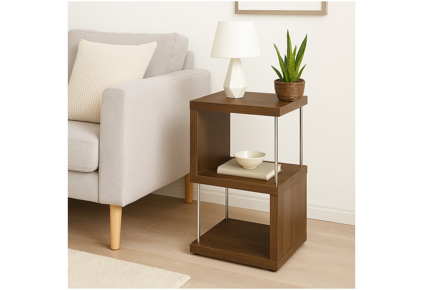 HTI-Living Regal Standregal 2 Fächer Thekla Eiche, Stück 1-tlg., mit Metallstreben von HTI-Living