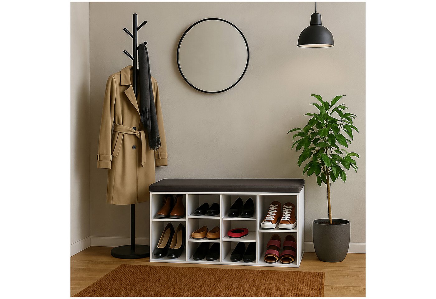 HTI-Living Schuhregal Schuhbank mit Sitzpolster 10 Fächer, Stück 1-tlg., Sitzpolster abnehmbar von HTI-Living
