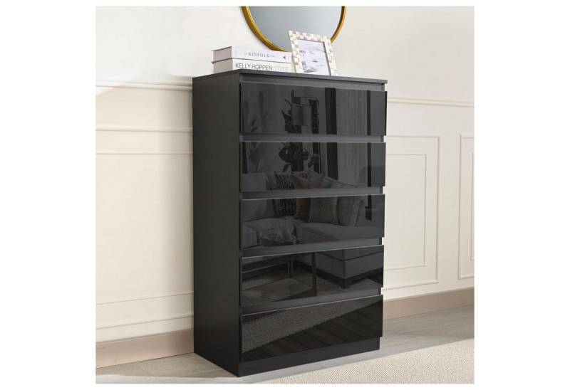 HTI-Living Sideboard Sideboard Kenji 5 Schubladen Hochglanz Schwarz (Stück, 1 St., 1 Sideboard), Kommode von HTI-Living