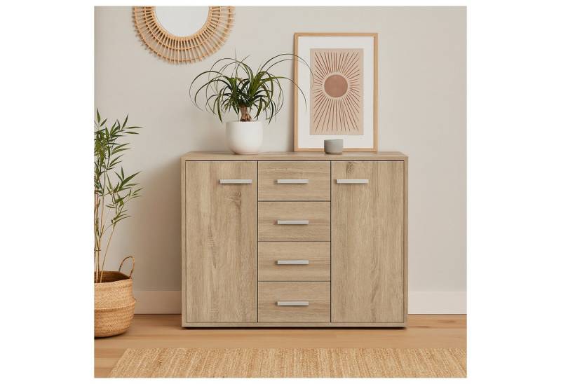 HTI-Living Sideboard Sideboard Nina mit 4 Schubladen Sonoma (Stück, 1 St., 1 Sideboard), Anrichte Kommode Schrank von HTI-Living