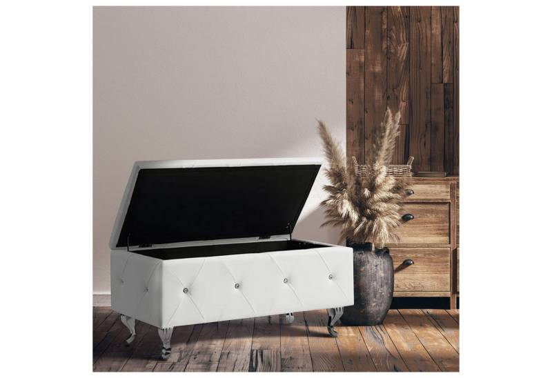 HTI-Living Sitzbank Gepolsterte Sitzbank mit Truhe Maribella Weiß (Stück, 1-St., 1 Sitzbank), Ottomane mit Stauraum von HTI-Living