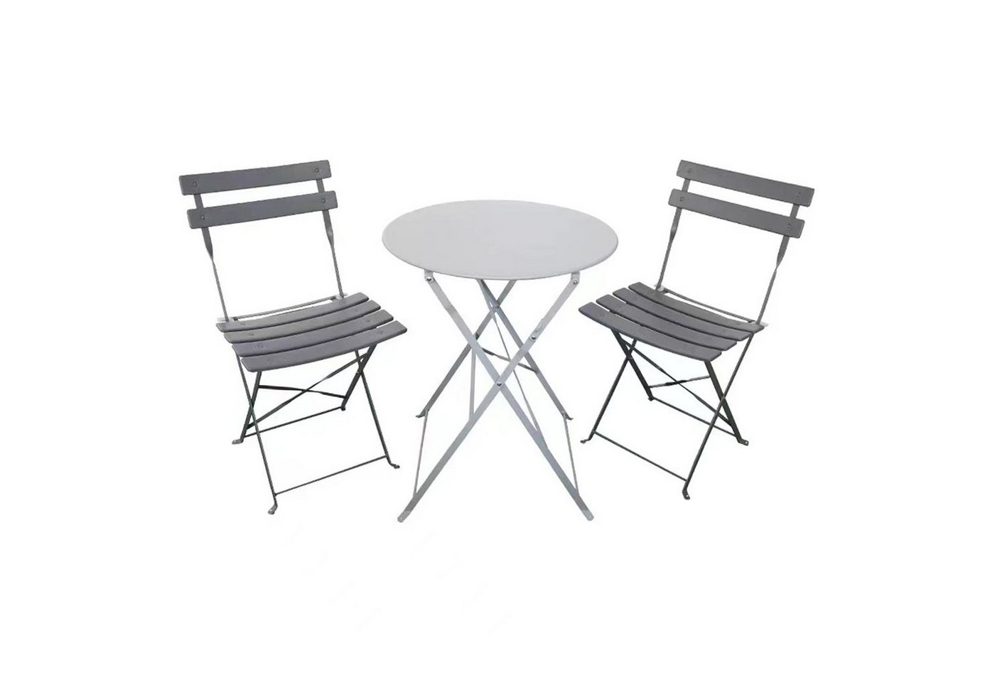 HTI-Living Sitzgruppe Bistroset 3-teilig Cavo Grau, (Set, 3-tlg., 1 Tisch, 2 Stühle), Klapptisch Klappstühle 2 Personen Balkonmöbel von HTI-Living