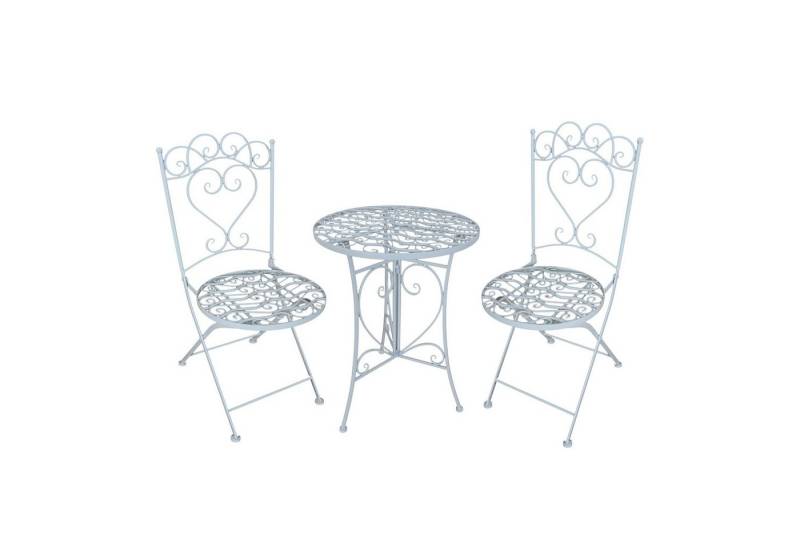 HTI-Living Sitzgruppe Gartentisch mit 2 Stühlen Curly Creme, (Set, 3-tlg., 1x Tisch und 2x Stühle), Sitzgruppe Metall Garten Nostalgisch von HTI-Living